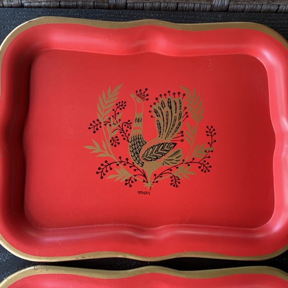 ✨ Vintage Maxey Peacock Tin Trays✨ - Picture 4 of 16